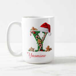 Elegant Monogram initial Y merry Christmas  Koffiemok
