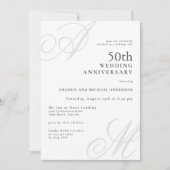 Elegant Monogram Initialen 50e bruiloft Jubileum Kaart (Voorkant)