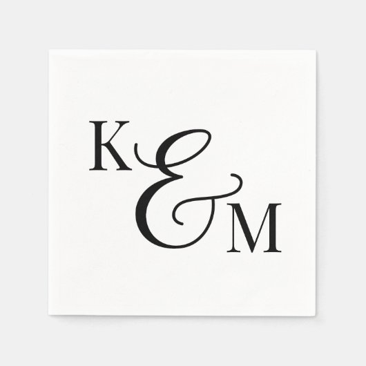 Elegant Monogram Initialen Ampersand Bruiloft Servet (Voorkant)