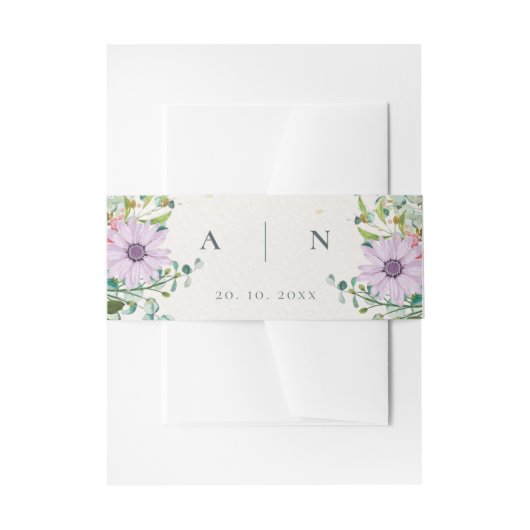 Elegant Monogram Initialen Bloemenbruiloft Uitnodigingen Wikkel (Voorkant Voorbeeld)