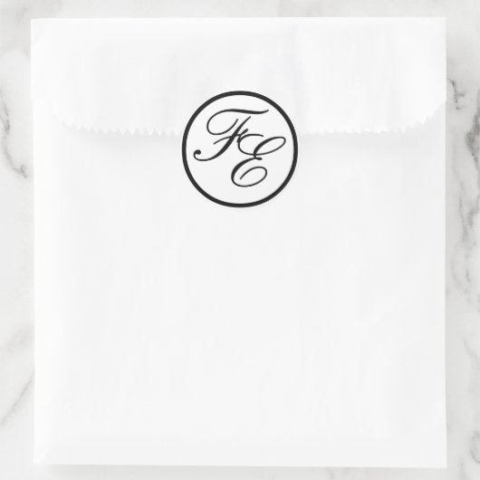 Elegant Monogram Initialen Bruiloft Sticker (Tas)