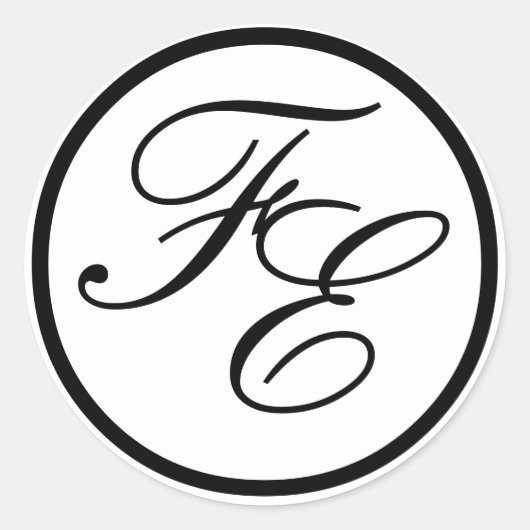 Elegant Monogram Initialen Bruiloft Sticker (Voorkant)