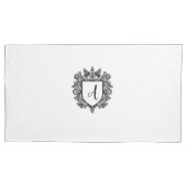 Elegant Monogram Initialen Crest Zwart op Wit Kussensloop (Voorkant-Links)