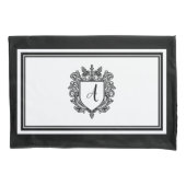 Elegant Monogram Initialen Crest Zwart op Wit Kussensloop (Voorkant-Links)