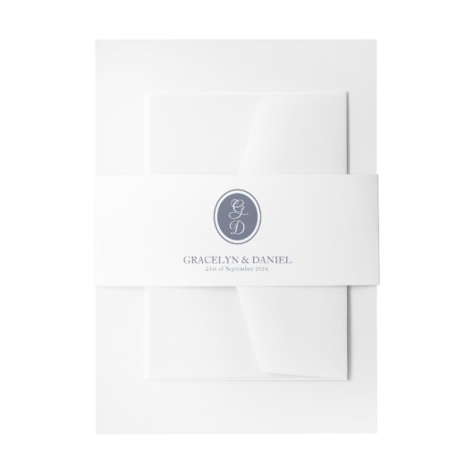 Elegant Monogram Initialen donkergrijze blauwe bru Uitnodigingen Wikkel (Voorkant Voorbeeld)