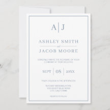 Elegant Monogram Initialen Dusty Blue Wedding