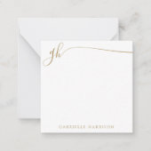 Elegant Monogram Initialen Goud Script Notitiekaartje (Voorkant)