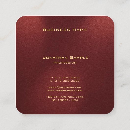 Elegant Monogram Initialen Gouden Kleur Tekst Vierkante Visitekaartje (Achterkant)