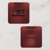 Elegant Monogram Initialen Gouden Kleur Tekst Vierkante Visitekaartje (Voorkant / Achterkant)