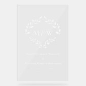 Elegant Monogram Initialen Krans Trouwkam Acryl Bord (Voorkant)