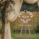 Elegant Monogram Initialen Krans Trouwkam Acryl Bord