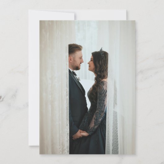 Elegant Monogram Initialen Minimale foto bruiloft Kaart (Achterkant)