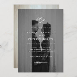 Elegant Monogram Initialen Minimale foto bruiloft Kaart