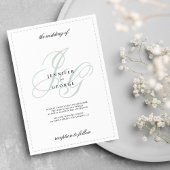 Elegant monogram initialen mint groen wit bruiloft kaart