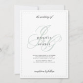 Elegant monogram initialen mint groen wit bruiloft kaart (Voorkant)