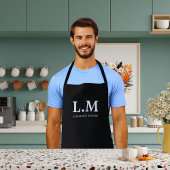 Elegant Monogram Initialen Naam Classic Typo Zwart Schort