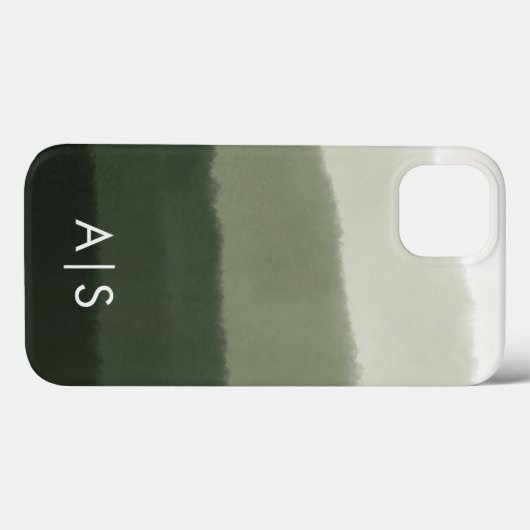 Elegant monogram Initialen Oerwoud Groen Ombre Case-Mate iPhone Case (Achterkant (horizontaal))