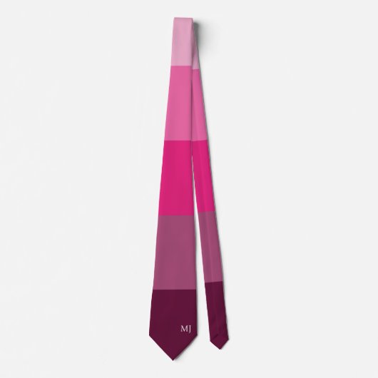 ELEGANT MONOGRAM INITIALEN ROZE KLEUR STRIPE LIJNE STROPDAS (Voorkant)