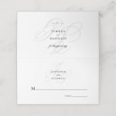 Elegant monogram initialen stijlvolle witte bruilo plaatskaartje (Buitenkant ongevouwen)