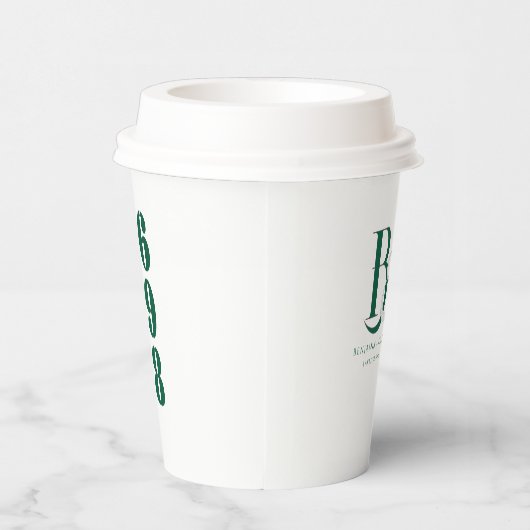 Elegant Monogram Initialen Trouwdouche Party Papieren Bekers (Rechts)