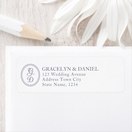 Elegant Monogram Initialen Wedding Return Address Etiket (Insitu)