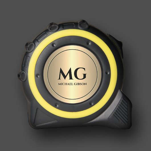 Elegant Monogram Initialen Zwart Goud Rolmaat