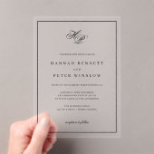 Elegant Monogram Initialen Zwart Lijst bruiloft Acryl Uitnodigingen (Insitu (Draagbaar))