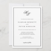 Elegant Monogram Initialen Zwart Lijst bruiloft Kaart (Voorkant)