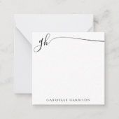 Elegant Monogram Initialen Zwart Script Notitiekaartje (Voorkant)