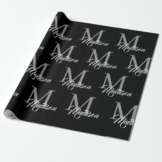 Elegant monogram inpakpapier – gepersonaliseerd (Uitgerold)