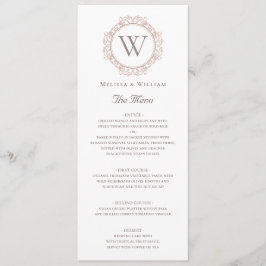 Elegant Monogram Insignia Bruiloft Menu