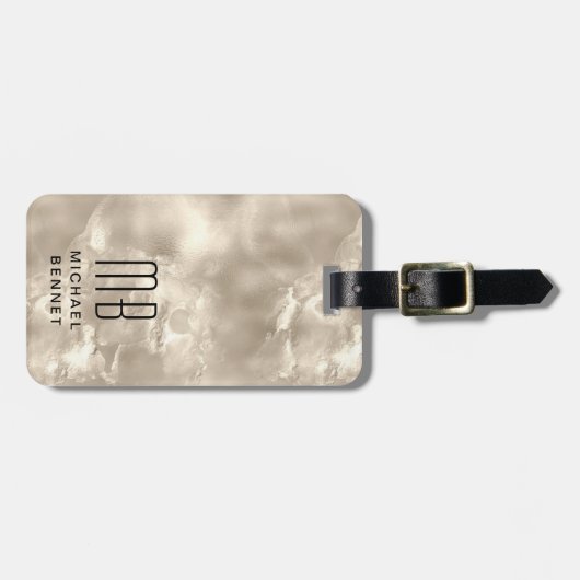 Elegant monogram ivoor bagagelabel (Voorkant horizontaal)