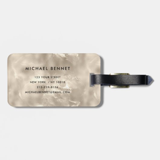 Elegant monogram ivoor bagagelabel (Achterkant horizontaal)