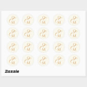 Elegant Monogram | Ivoren Bruiloft Ronde Sticker (Vel)
