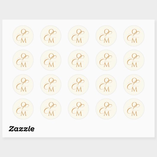 Elegant Monogram | Ivoren Bruiloft Ronde Sticker (Vel)