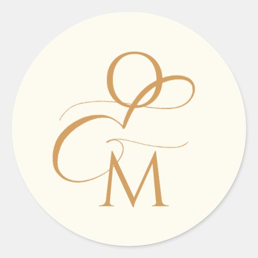 Elegant Monogram | Ivoren Bruiloft Ronde Sticker (Voorkant)