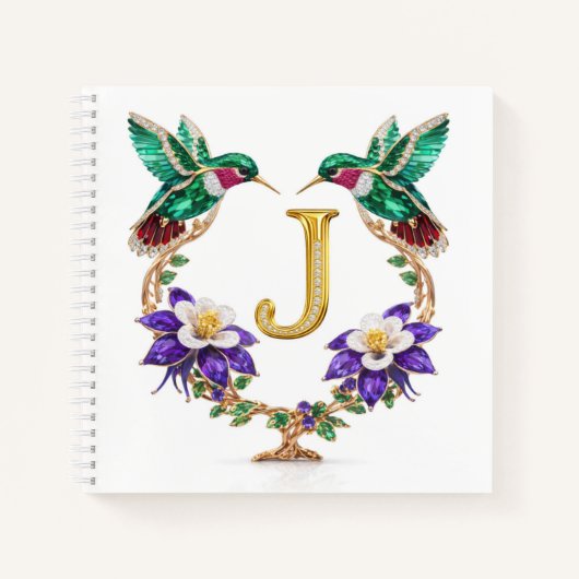 Elegant Monogram J Wedding Gift Hummingbird  Notitieboek (Voorkant)