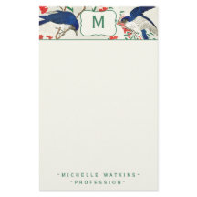 Elegant Monogram Japans Woodblock Bird