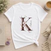 Elegant Monogram "K" met Pastel Orchideeën & Wijnr T-shirt