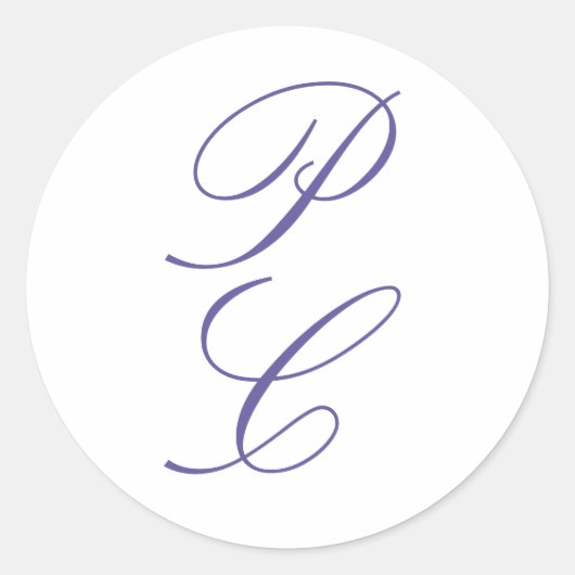 Elegant Monogram Kalligrafie Trouwen Ronde Sticker (Voorkant)