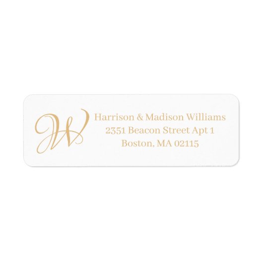 Elegant Monogram kamel tan wit aangepast adres Etiket (Voorkant)