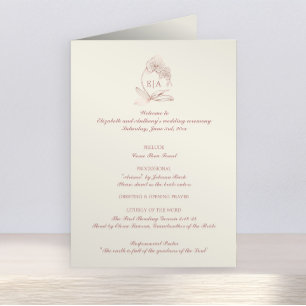 Elegant Monogram katholieke bruiloft Mass Ceremony Programma