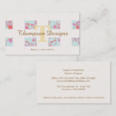 Elegant Monogram Kersenbloesem Unieke Girly 2 Visitekaartje (Voorkant / Achterkant)