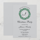 Elegant Monogram Kerstkrans Dinner Party Kaart (Voorkant / Achterkant)