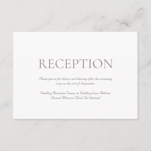 Elegant Monogram Klassieke Bruiloft Receptie Informatiekaartje (Voorkant)