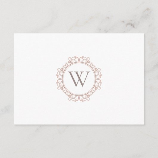 Elegant Monogram Klassieke Bruiloft Receptie Informatiekaartje (Achterkant)