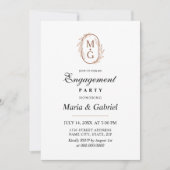 Elegant Monogram klassieke Engagement Party Kaart (Voorkant)