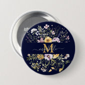 Elegant Monogram Kleurrijke Bloementuin Bloem Ronde Button 7,6 Cm (Voorkant /achterkant)