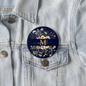 Elegant Monogram Kleurrijke Bloementuin Bloem Ronde Button 7,6 Cm (In situ)