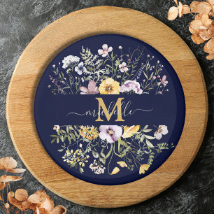 Elegant Monogram Kleurrijke Bloementuin Bloemmotie Magneet